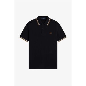 Fred Perry Mens Twin Tip Polo Shirt / Black/Brown